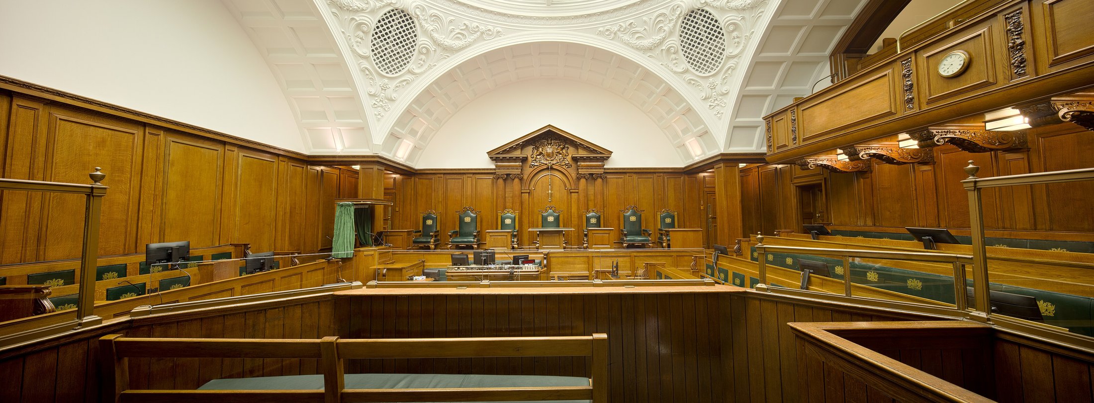Court No 1 at the Old Bailey, seen from the dock